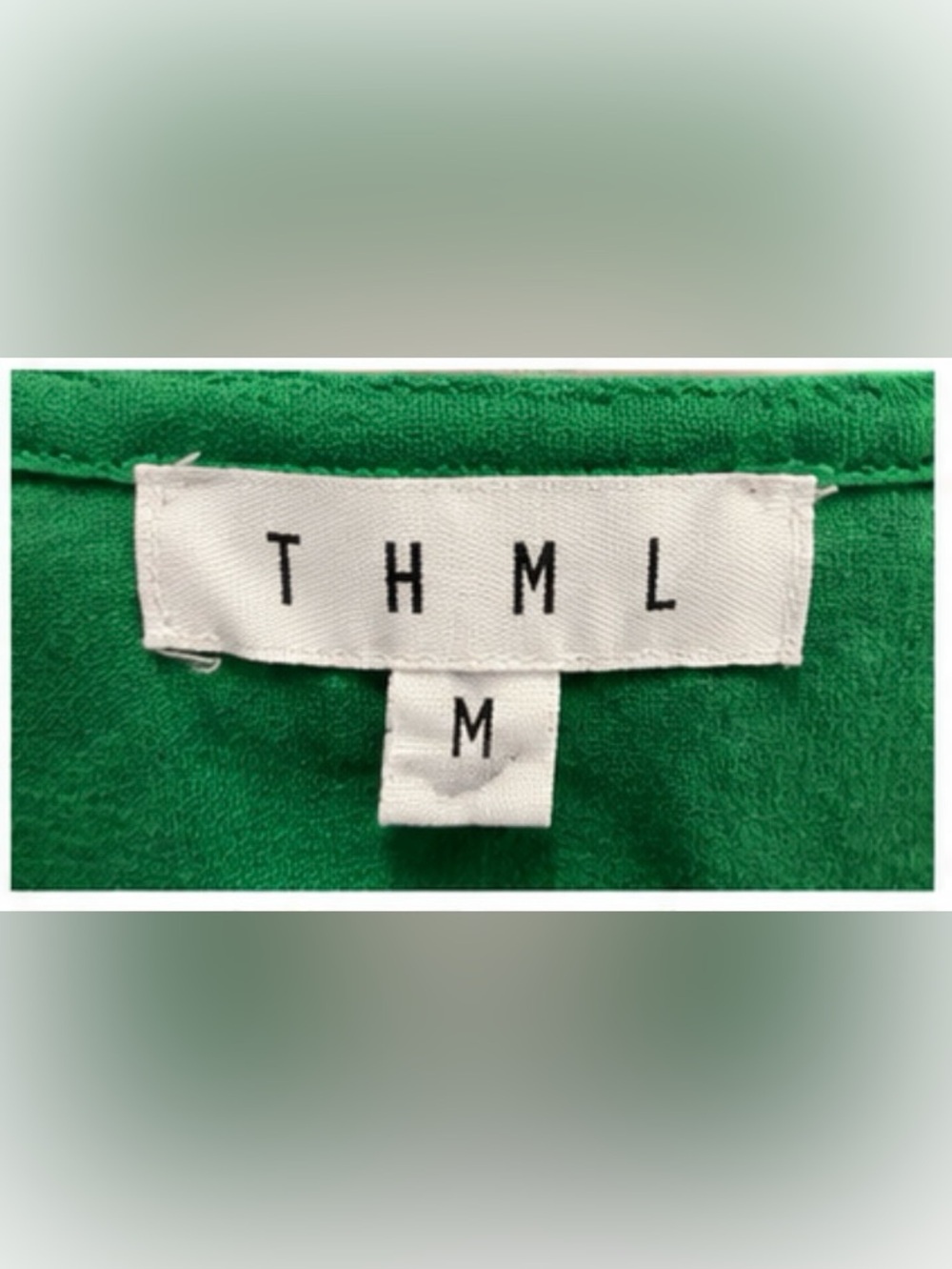 THML Green Embroidered Floral Puff Sleeve Blouse Size Medium - Picture 4 of 4